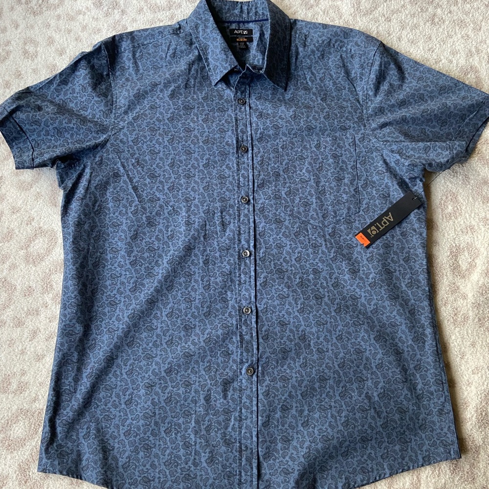 Apt.9 Men’s short sleeve paisley collared shirt NWT